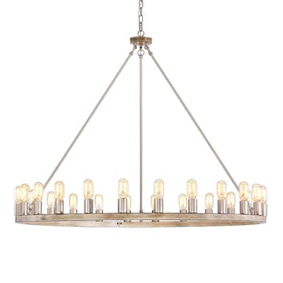 The Gray Barn Liam 48-inch Round Wagon Wheel 24-light Chandelier