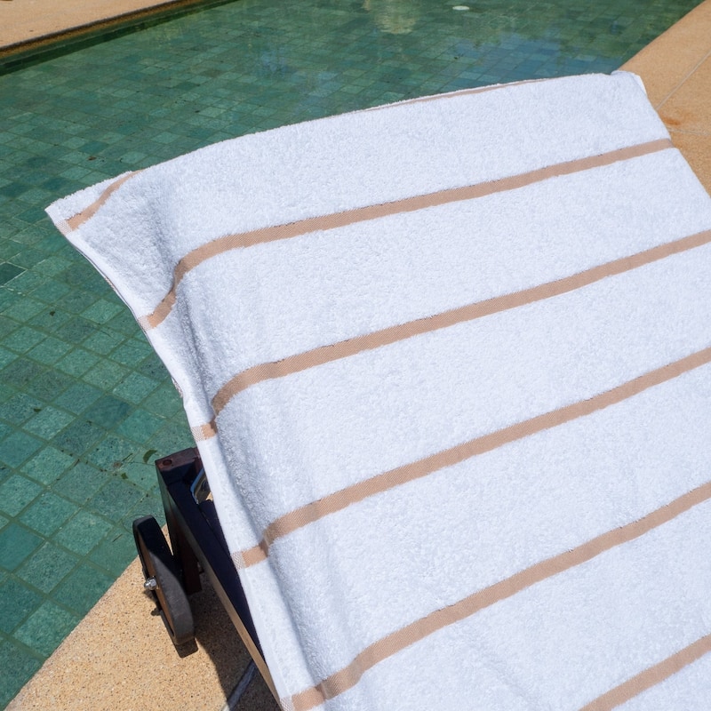 Las Rayas 2-Piece Chaise Lounge Towel Covers with Top Pocket - 30x85