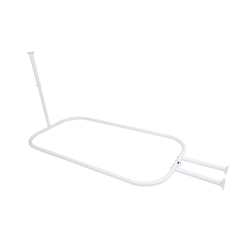 Utopia Alley Rustproof Wall Mounted Aluminum Hoop Shower Rod With Ceiling Support for Clawfoot Tub, 46 * 22 in, White