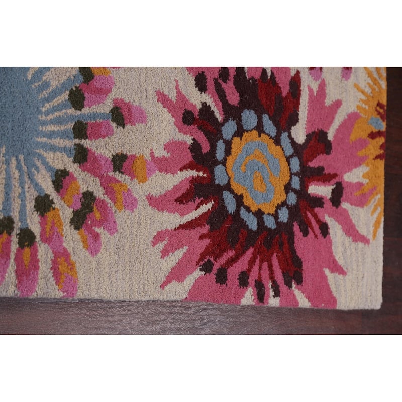Floral Contemporary Oriental Staircase Runner Rug Wool Hand-tufted - 2'7" x 9'10"