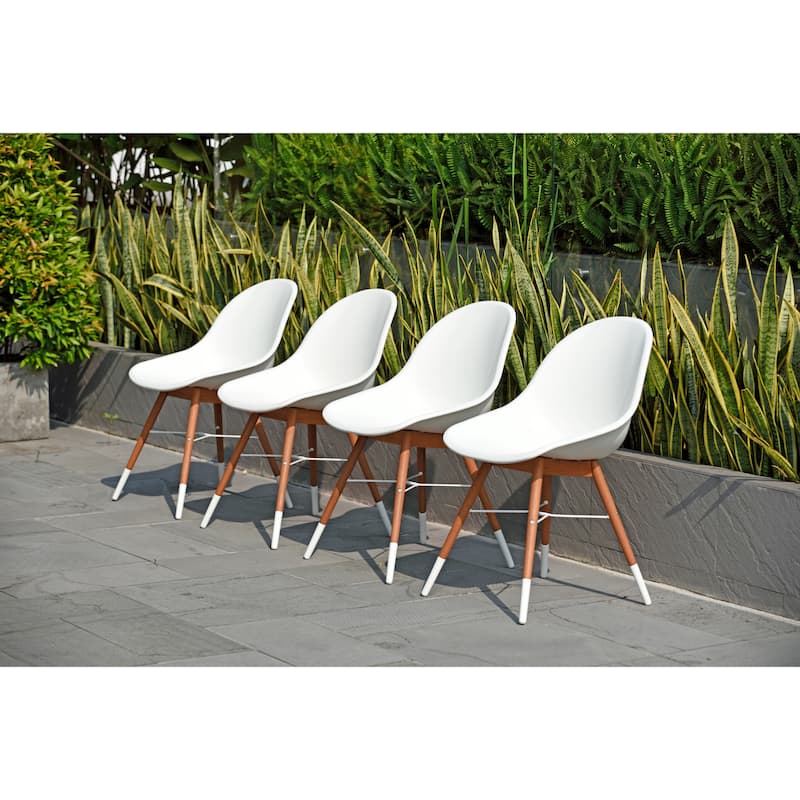 Amazonia Hawaii Patio Dining Chair Set, White (Set of 2 or 4) - Set of 4
