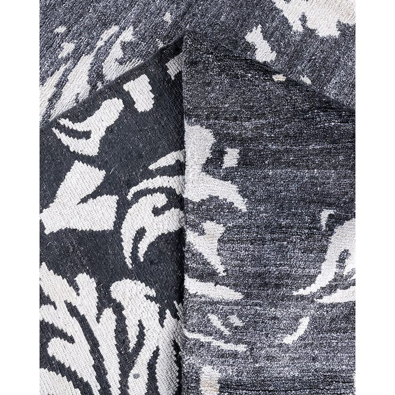 Modern One-of-a-Kind Hand-Knotted Area Rug - Black, 8' 2" x 10' 1" - 8' 2" x 10' 1"