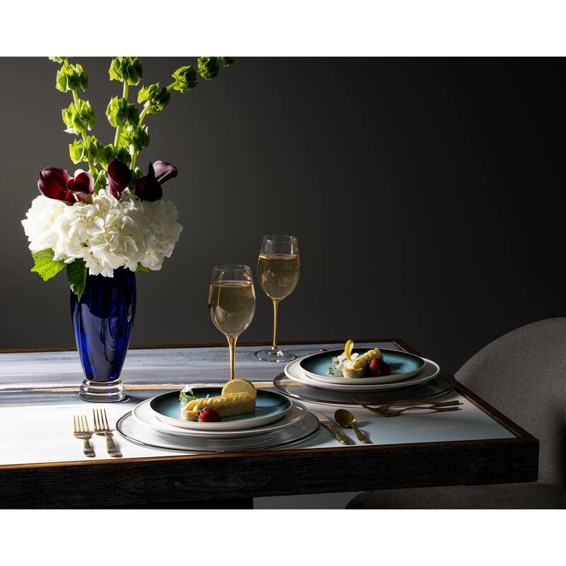 Majestic Gifts Handmade European Glass Cobalt Blue Footed Round Vase