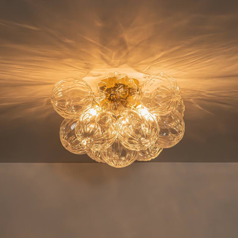 Starsky 3-Light 15in. Contemporary Textured Clear Glass Bubble Semi Flush Mount