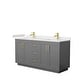 preview thumbnail 38 of 114, Miranda Double Vanity Set, Cultured Marble Top, No Mirror 66-Inch Double - Dark Gray, Gold Trim, Carrara Cultured Marble Top