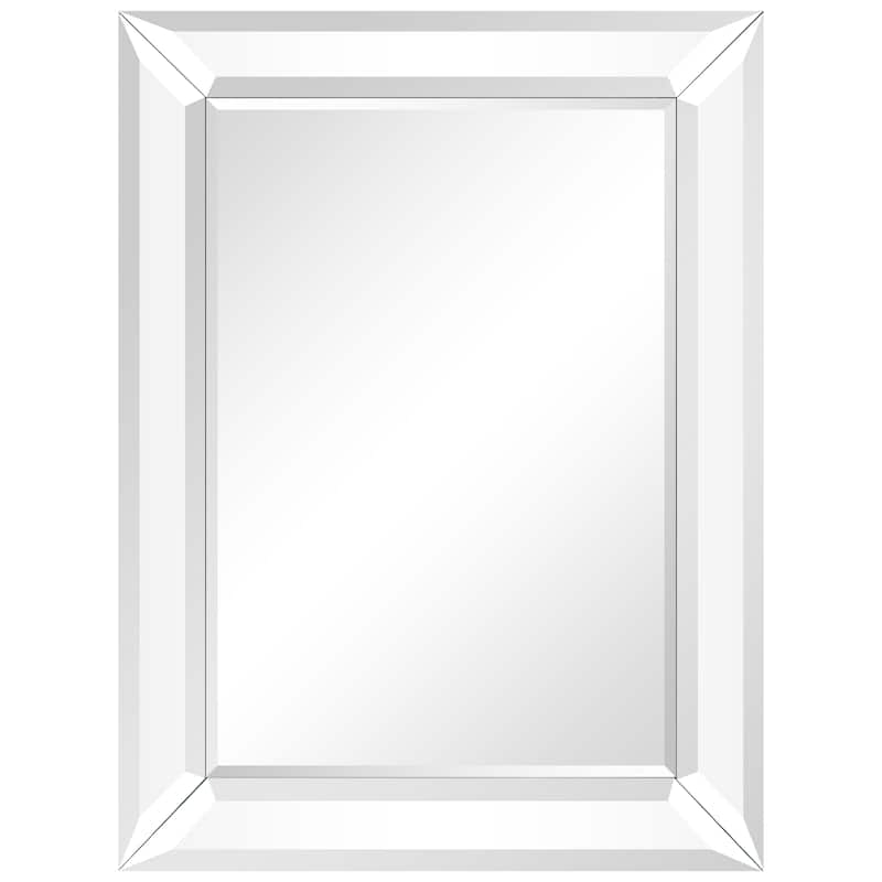 Rectangular Beveled Diamond Silver Framed Wall Mirror 40" x 30" - 30" x 40"