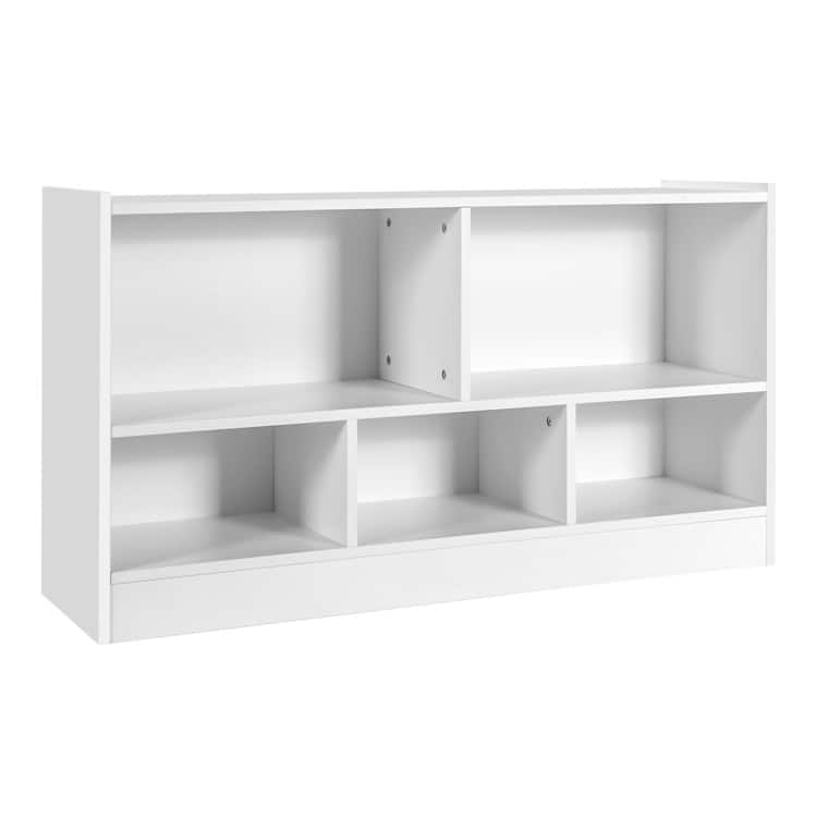 Children's Wooden Toy Storage Cabinet with 2 Shelves and 5 Cubes - 44" x 12" x 24" (L x W x H)