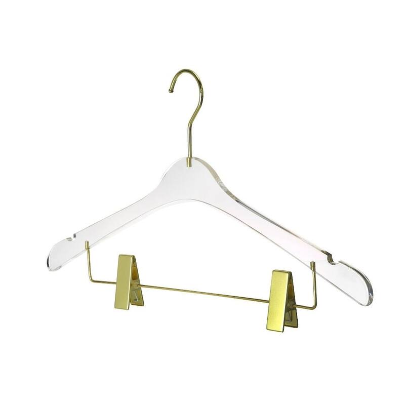 YBM Home Quality Acrylic Clear Hangers with Clips, Men - Pack of 1 - Gold