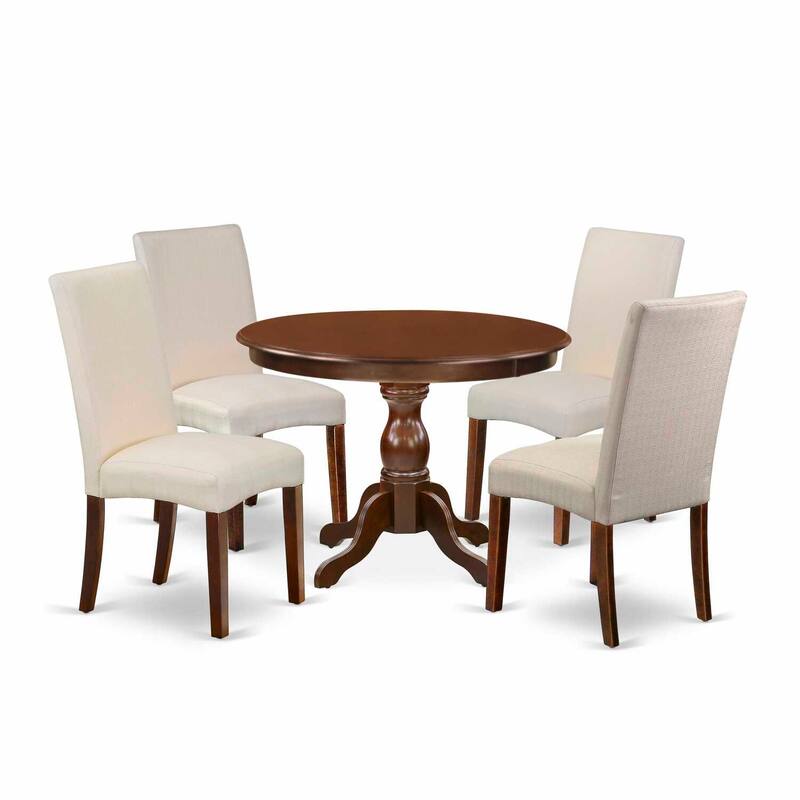 HomeStock 5-Piece Mahogany Finish Solid Wood Top Dining table with 4-Chairs