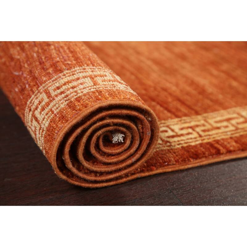 Orange Bordered Oriental Gabbeh Kashkoli Wool Runner Rug Hand-knotted - 2'8" x 8'11"