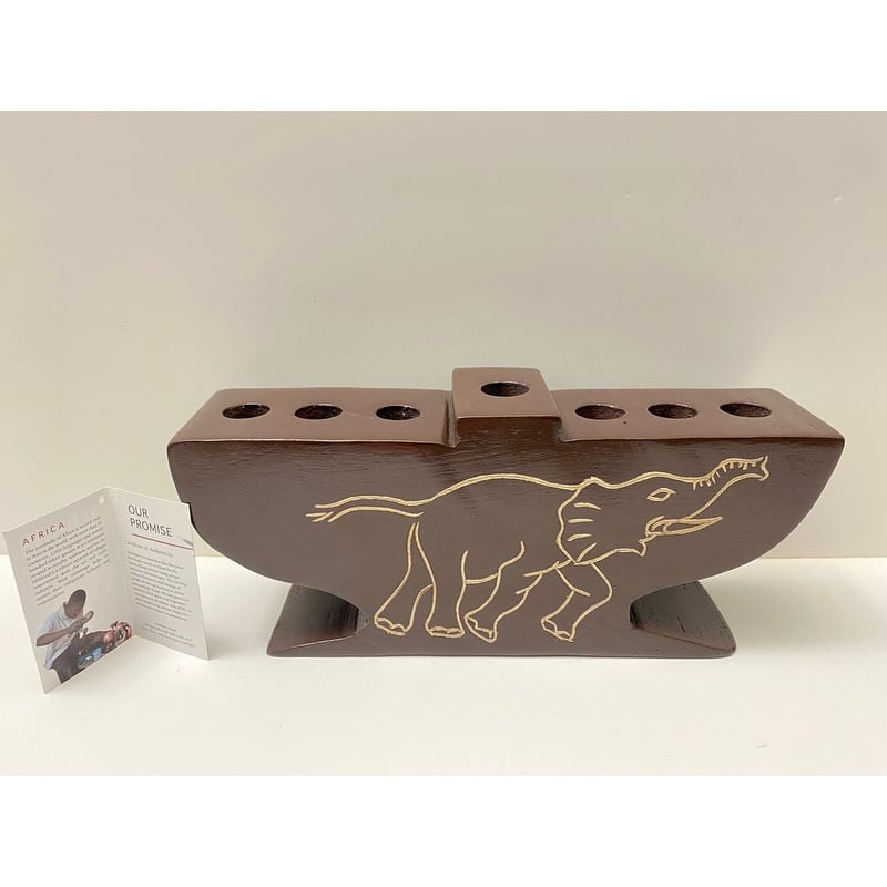 Hand-created Kwanzaa "Elephant" Candle Holder (Ghana)