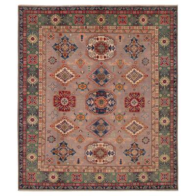 ECARPETGALLERY Hand-knotted Uzbek Ghazni Taupe Wool Rug - 8'0 x 9'5