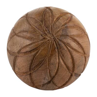 5" Textured Orb Contemporary Brown Textured Floral Design Decorative Orb for Home or Office Table Accent Rustic - 5" x 5" x 5"