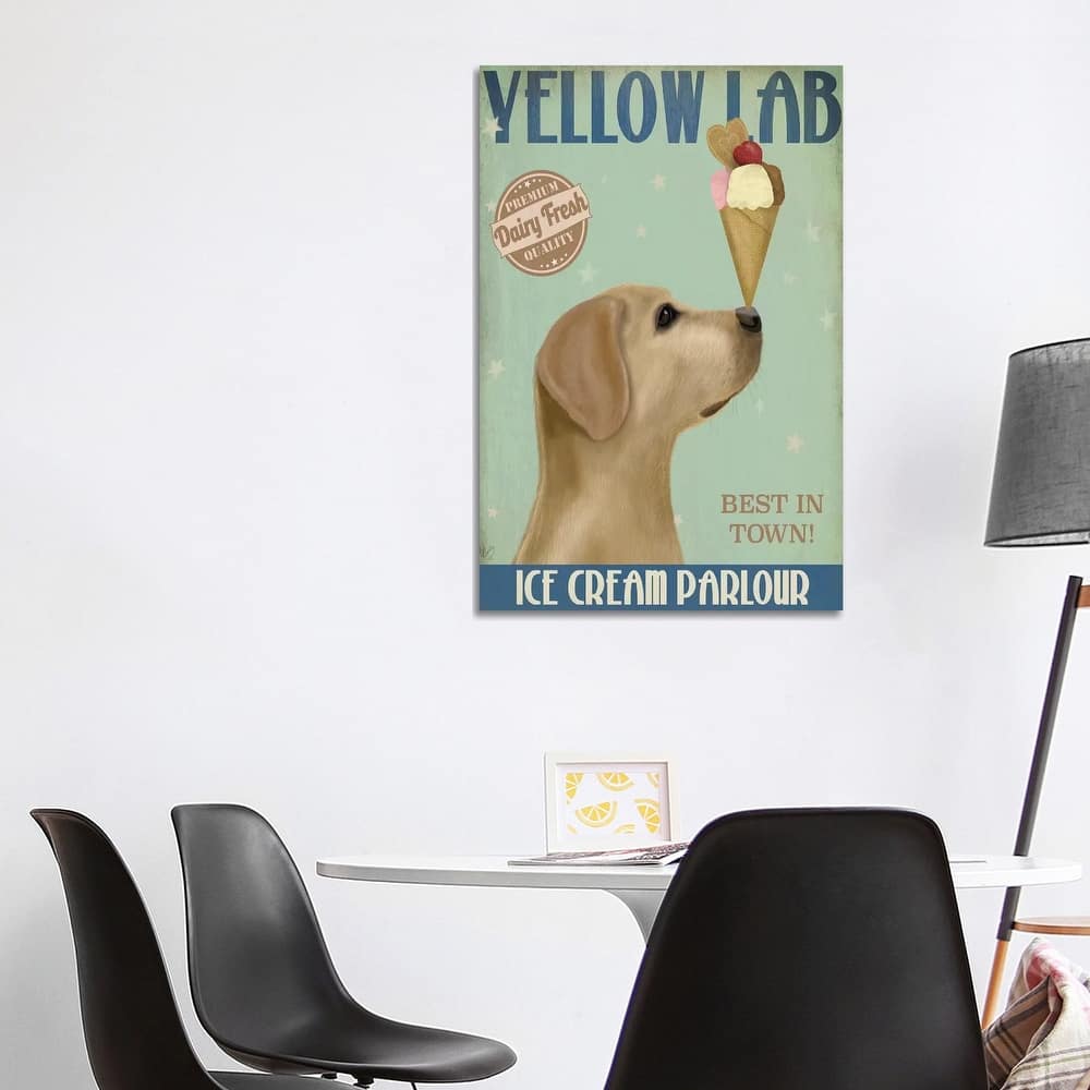 iCanvas "Yellow Labrador Ice Cream" by Fab Funky Canvas Print