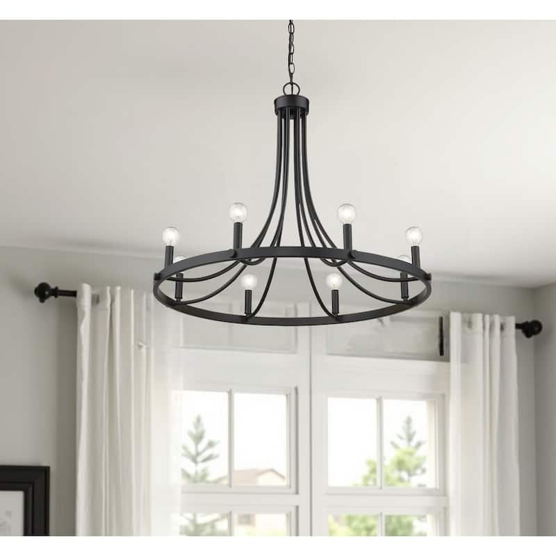 HomeRoots Black Candle Style Eight Light Metal Dimmable Chandelier - 30' X '24.5' X '30 - 30' X '24.5' X '30