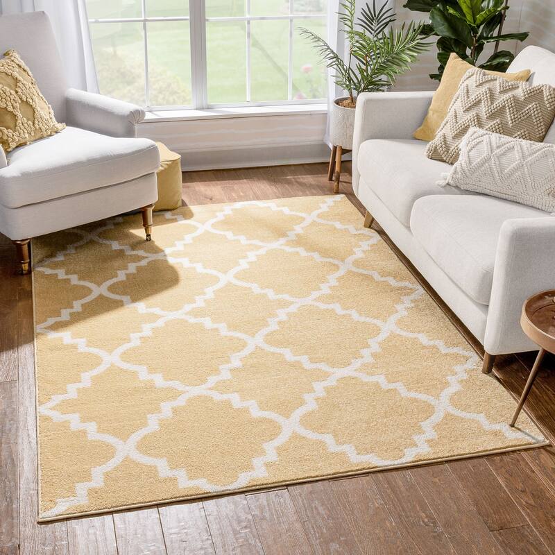 Well Woven Bright Trendy Twist Iron Trellis Lattice Contemporary Moroccan Geometric Entryway Mat Area Rug (2'3 x 3'11)