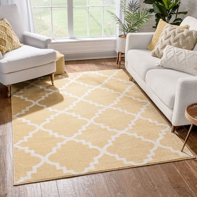 Well Woven Bright Trendy Twist Iron Trellis Lattice Contemporary Moroccan Geometric Entryway Mat Area Rug (2'3 x 3'11)