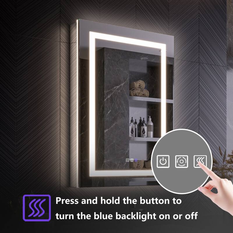 Modland 24"-42W x 36"H LED Medicine Cabinet Mirror with USB Charging,5x Magnifying Mirror