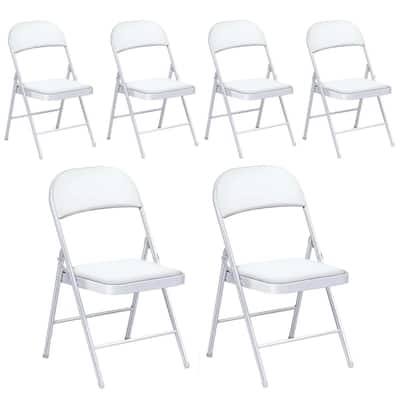 6 Pack Folding Chairs with Padded Seats for Outdoor & Indoor-White