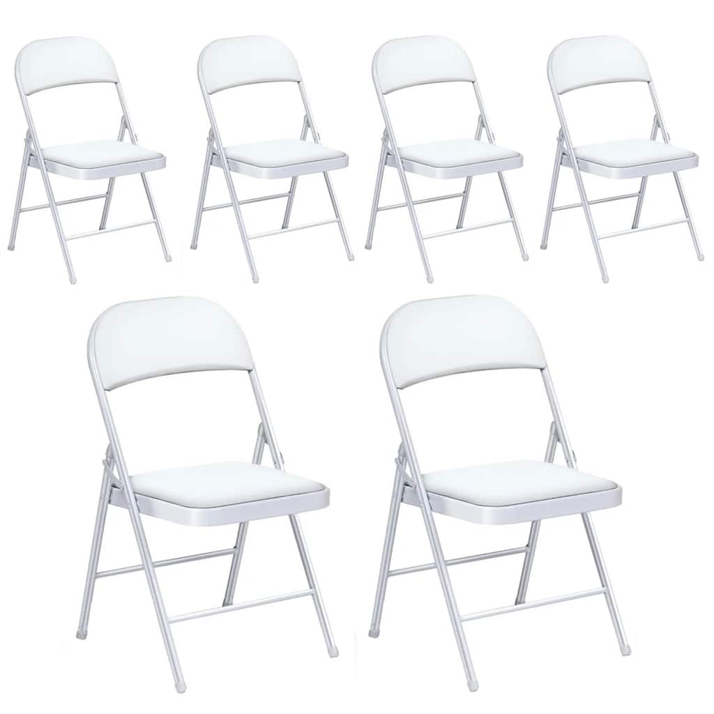 6 Pack Folding Chairs with Padded Seats for Outdoor & Indoor-White