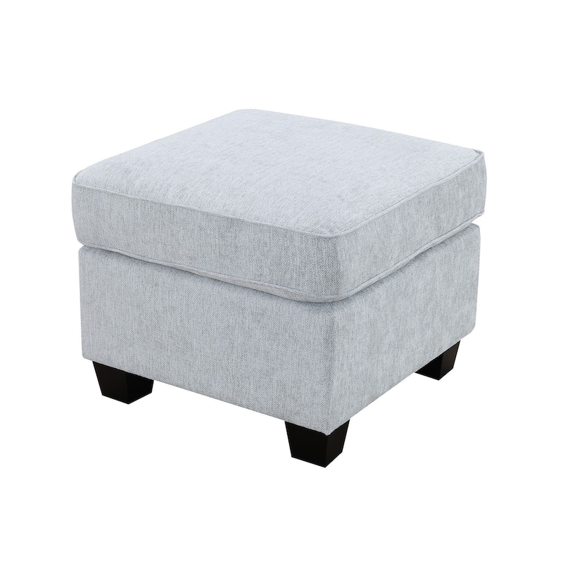 Ashbury 34" Ottoman, Soft Gray Chenille