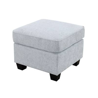 Ashbury 34" Ottoman, Soft Gray Chenille