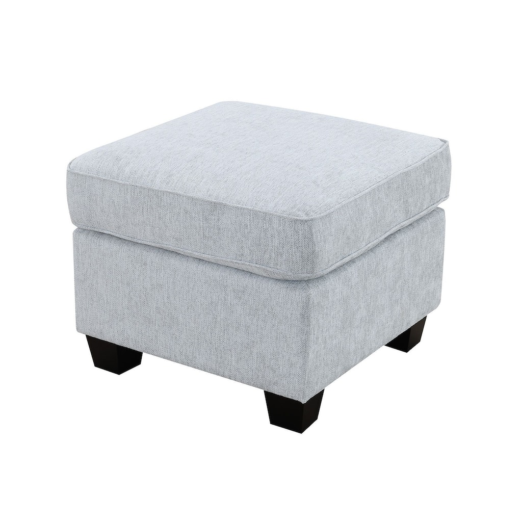 Ashbury 34" Ottoman, Soft Gray Chenille