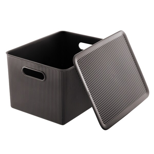 Superio Ribbed Storage Bin with Matching Lid - 15
