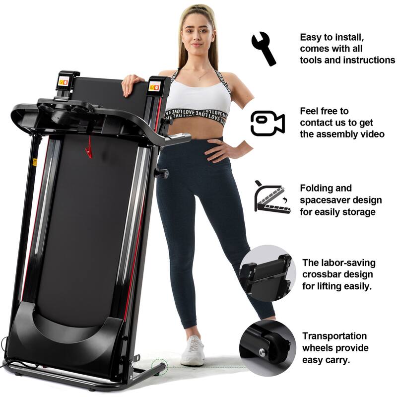2.5 HP Stainless Steel Folable Electric Treadmill with 5 in. LCD Display and Heart Rate Sensor