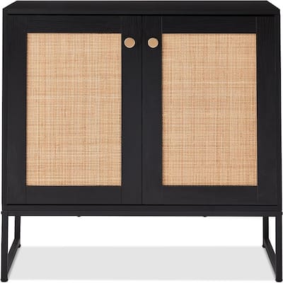 2-Door Rattan Storage Cabinet - 15"D x 31.5"W x 32.5"H