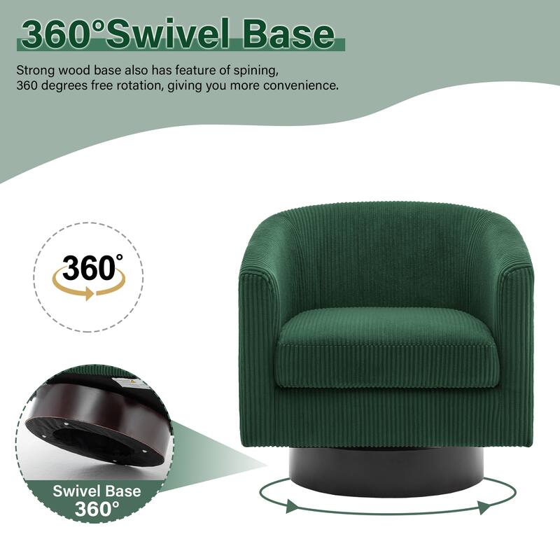 Corduroy Upholstered Swivel Barrel Chair (Set of 2)