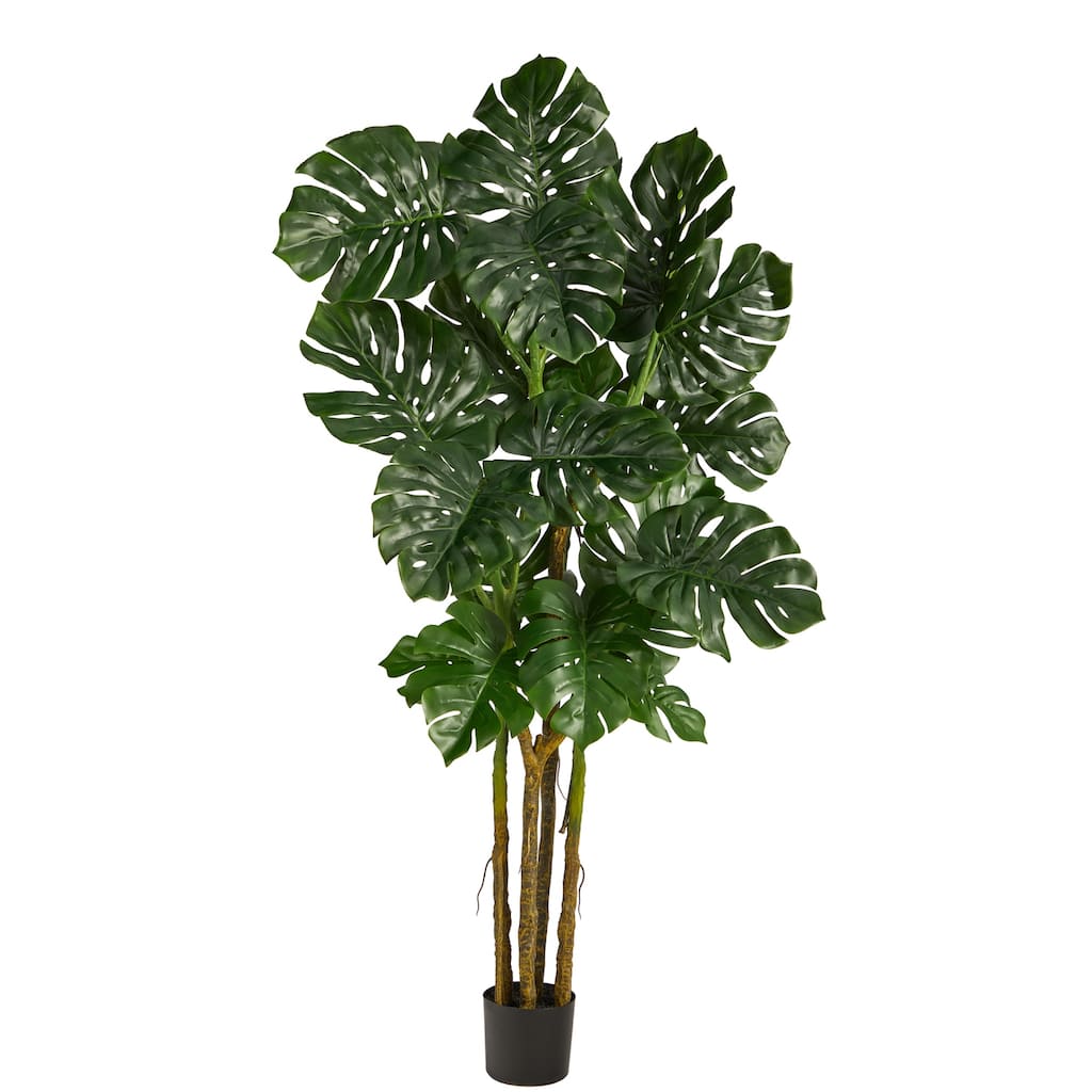 Modern Artificial Monstera Tree - 6ft Fake Plant Indoor Décor, Realistic Faux Tree, Home Office Living Room
