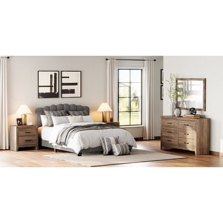 WAMPAT 4-Piece Bedroom Set, Queen Bed Frame, 2 Nightstands & 6-Drawer Dresser