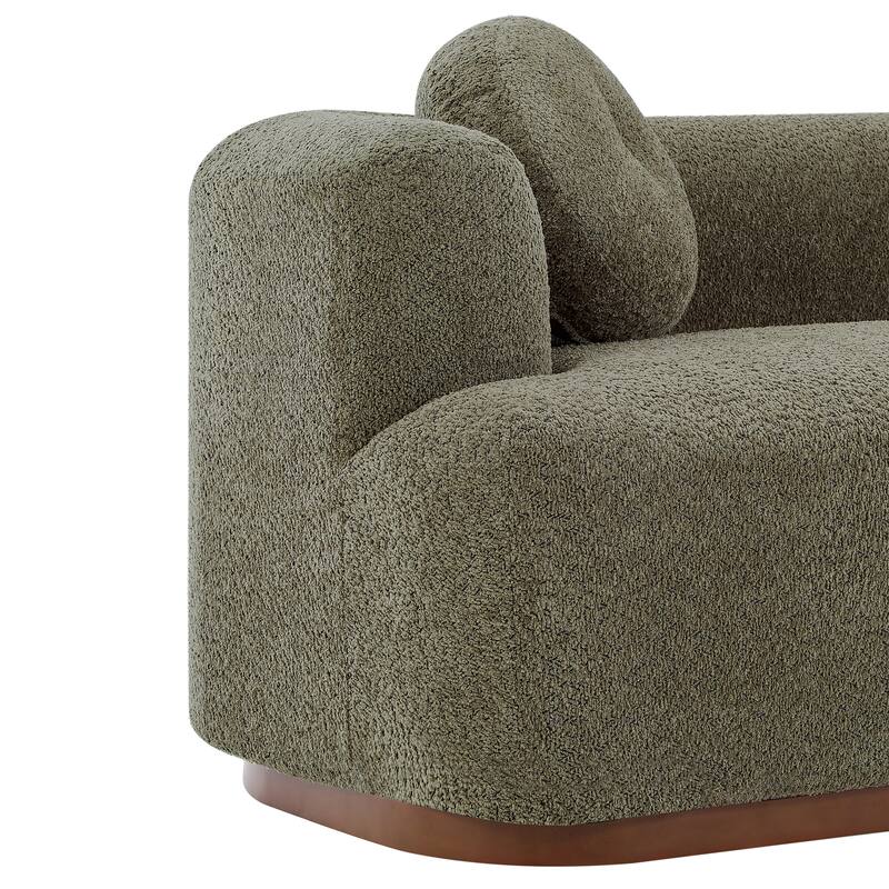 Christopher Knight Home - Polyster Upholstered 3-Seater 84.57" Compressed Sofa with Solid Rubberwood Base