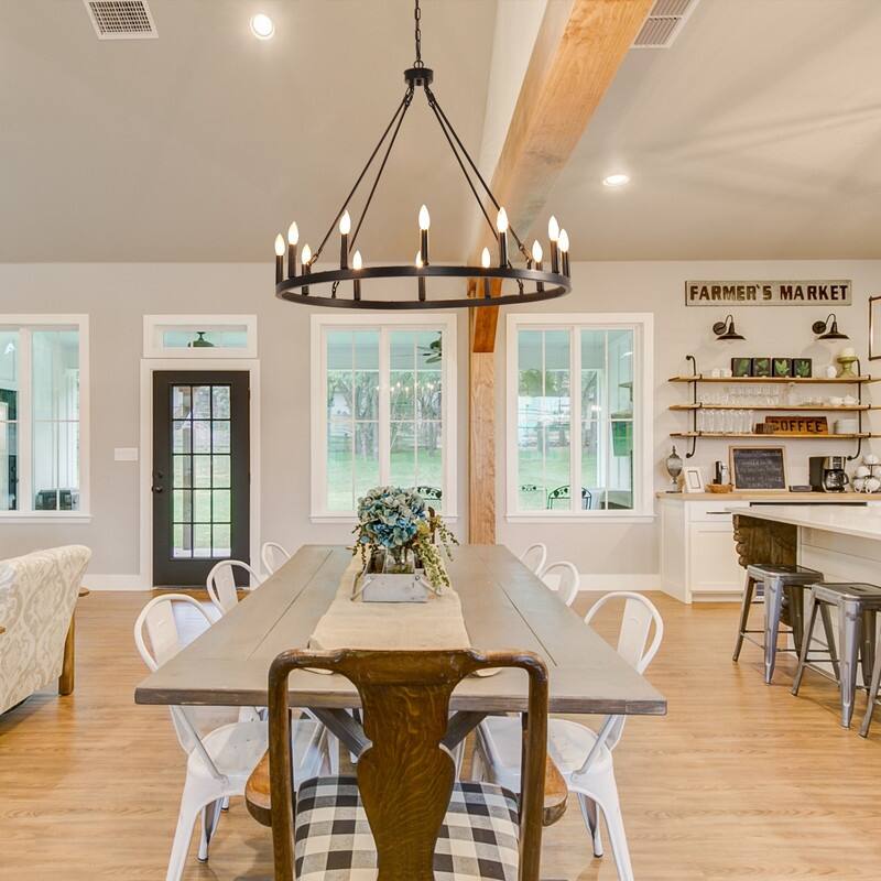 31In 12-Light Black Wagon Wheel Chandelier Farmhouse for Living Room - 31 inch