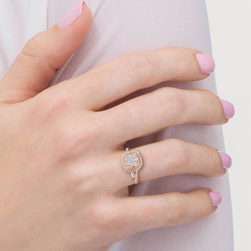 AEON Elysian Bloom Cushion 0.50ct Lab Grown Diamond Cluster Halo Ring