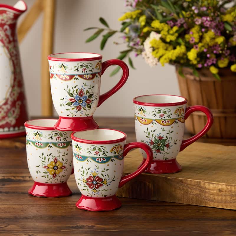 Certified International Provence 18 oz. Mugs,Set of 4 Assorted Designs - 5.75"W x 3.75"D x 5"H