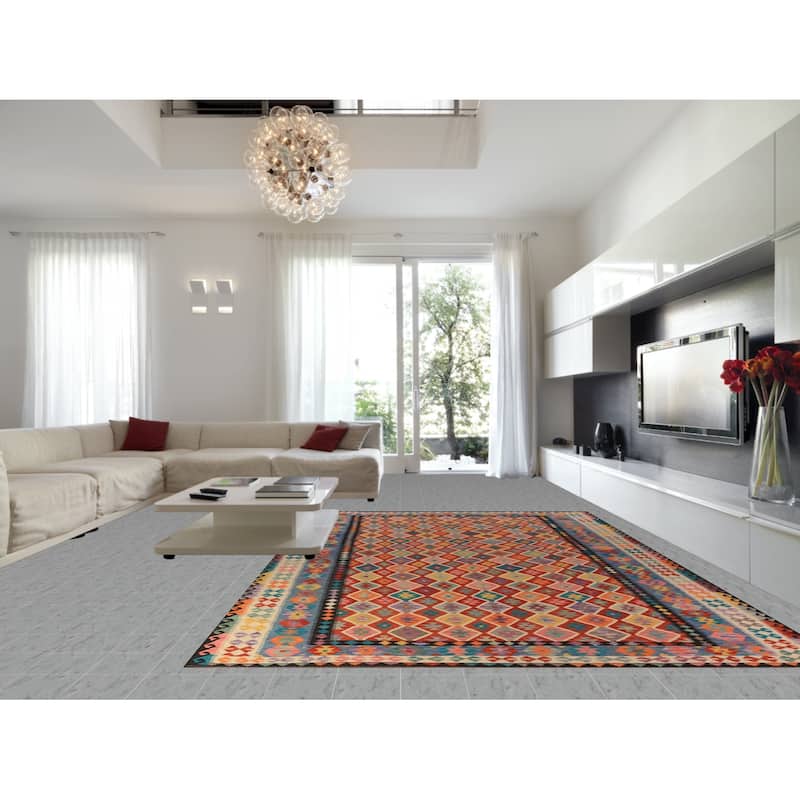 Palace Size Trellis Kilim Oriental Rug Flatweave Wool Carpet - 10'0"x 15'7"