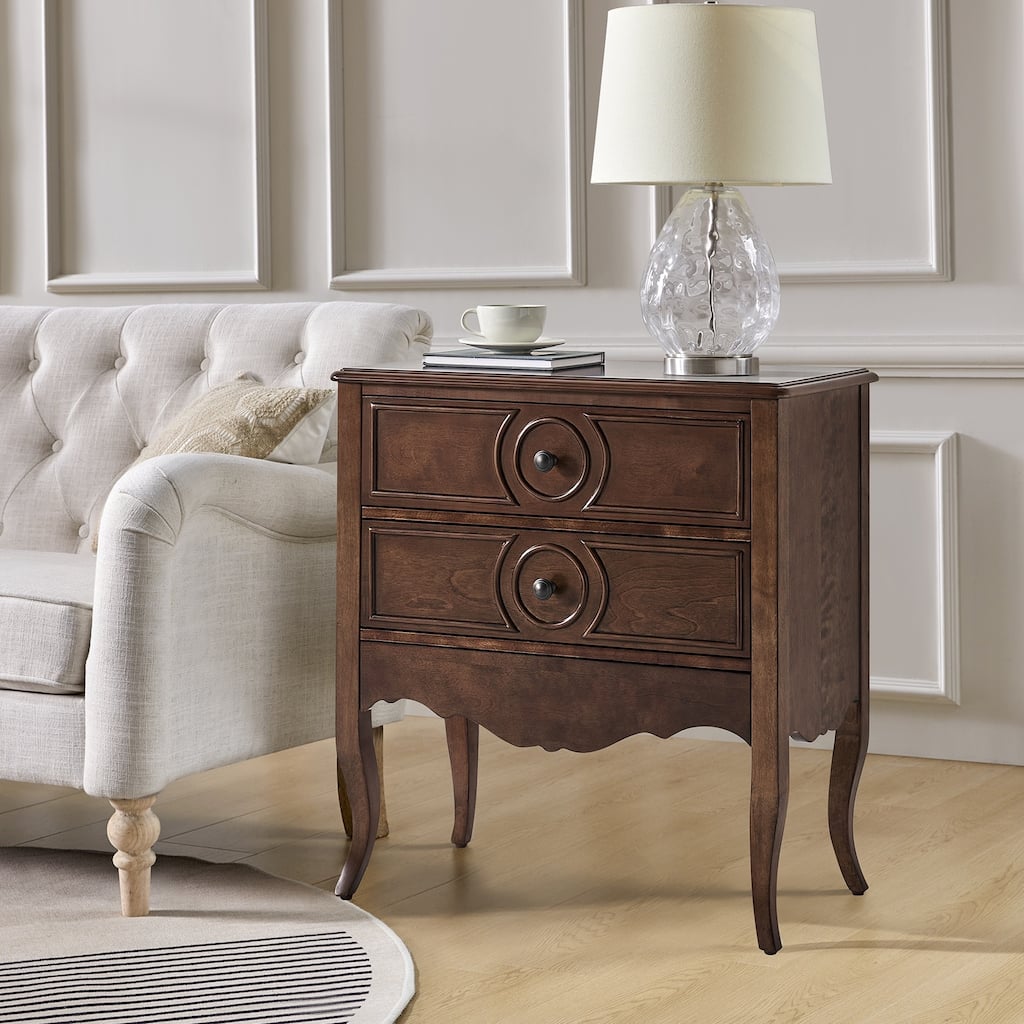 Sidney Traditional 3-Drawer End Table with Built-In Outlets and Solid Wood Legs by HULALA HOME