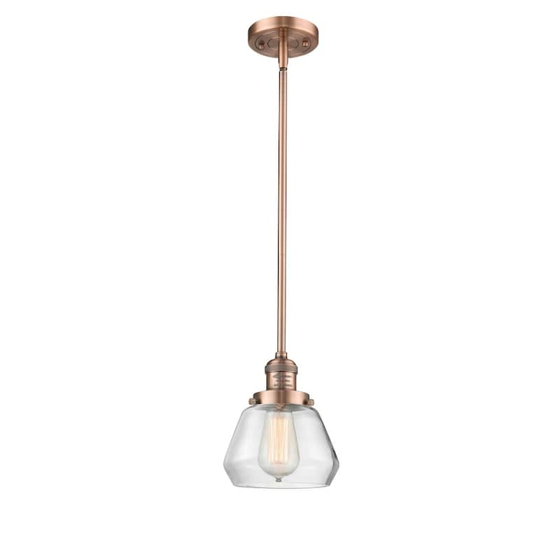 Innovations Lighting Fulton Single Light 7" Wide Mini Pendant with - Antique Copper / Clear