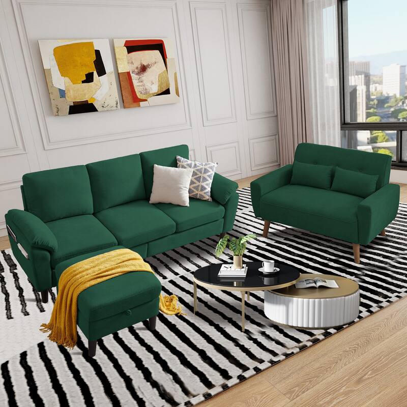 3 Pieces Living Room Set - Green