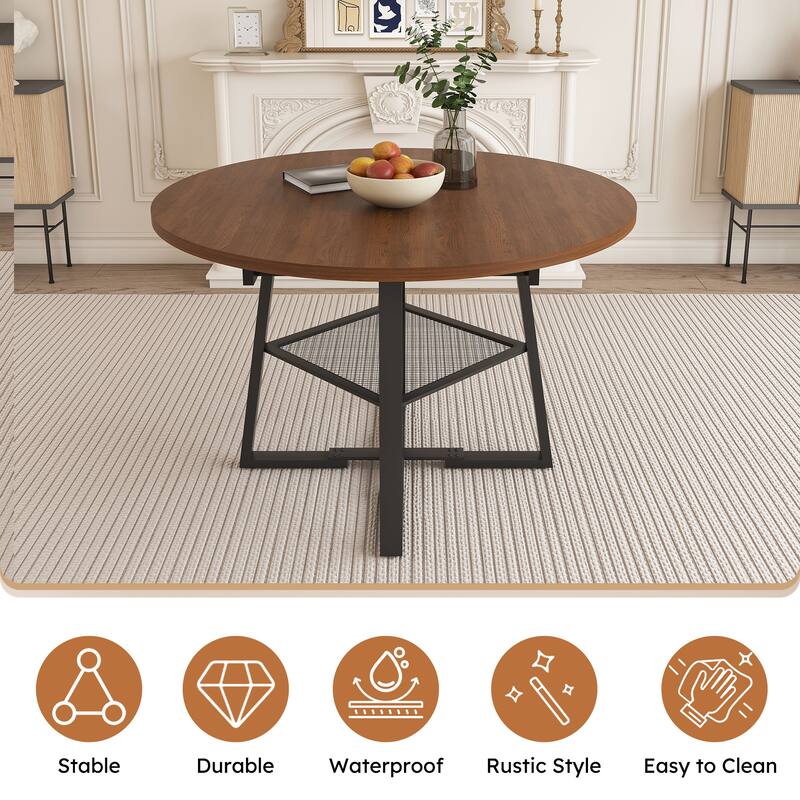 HOMYLIN 47" Extendable Round Dining Table with Storage