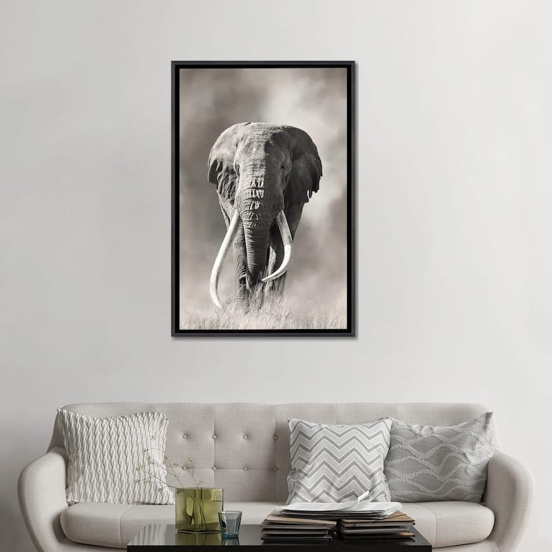 iCanvas "Giant Tusk Bull Elephant Emerges From The Dust Amboseli National Park" by Jane Rix Framed