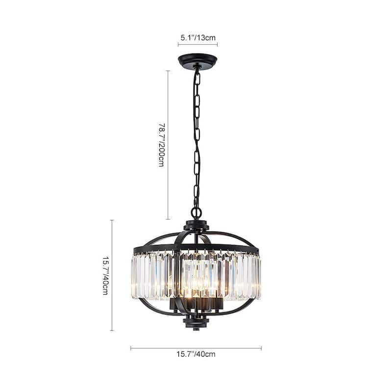 Vintage Luxury 4-Light Sparkle Crystal Round Cage Chandelier