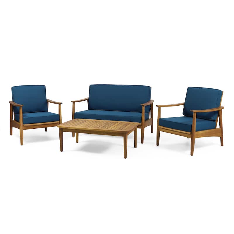 Willowbrook Outdoor Acacia Wood 4 Seater Chat Set by Christopher Knight Home