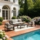 preview thumbnail 17 of 47, Royalcraft 4-Piece All-Aluminum Patio Set with 5" Cushions & 3.2" Widened Armrest, Seats 5, 250 lbs - 4-Piece Sets Light Grey