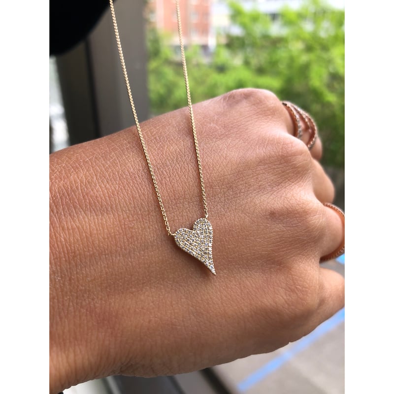 Joelle Collection Diamond Pave Heart Pendant 1/10 Cttw. 14K Yellow Gold Heart Necklace