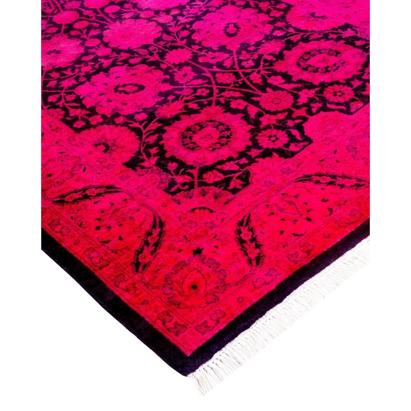 Overton Hand Knotted Wool Vintage Inspired Modern Contemporary Overdyed Pink Runner Rug - 3' 1" x 11' 0"