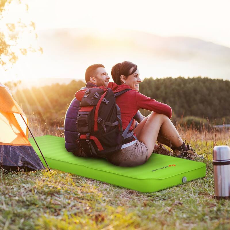 Goplus Folding Sleeping Pad, Self Inflating Camping Mattress with