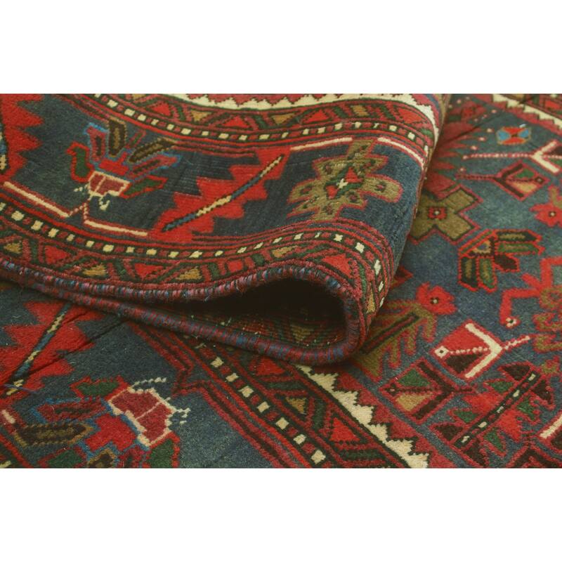 Fine Vintage Distressed Tajwar Rust/Blue Runner - 3'4" x 11'1"